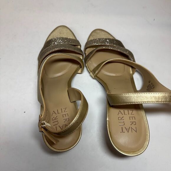Naturalizer Womens 6 M Gold Sparkle Strappy Stiletto High Heel Shoe PREOWNED YR2 - Picture 5 of 5